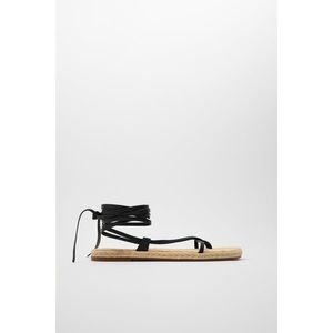 ZARA Jute Espradille Sandals with Leather Straps